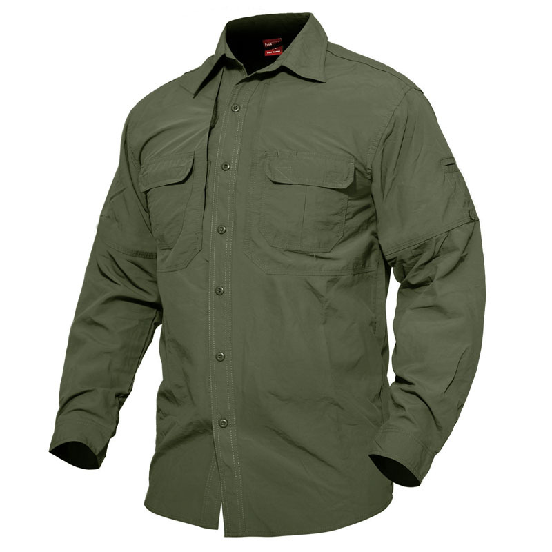 Blue Mountain Men's Quick Dry Long-Sleeve Button-Down Fishing Shirt, Dune, XLT