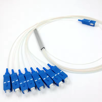 Divisores de Fibra Óptica PLC de Tubo de Acero Mini, 1x 2 4 8 16 32 Conectores SC/APC, Cable de 0.9mm, Divisores FTTH para Redes 3G/5G