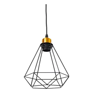 <b>Vintage</b> French Style Copper Pendant Light, Minimalist Black Metal Chandelier with E27 Bulb, 3000K Warm White, 20cm Ceiling <b>Lamp</b> - Product Image 3