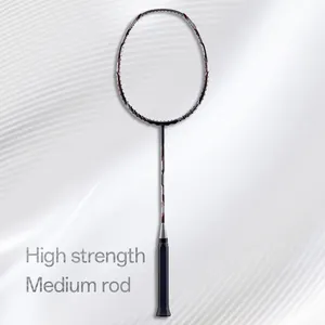 Raket badminton serangan 4U profesional, dengan pegangan PU dan desain semua karbon Gang Jia