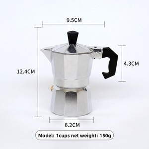 Moka Pot, macchina per caffè Espresso italiana da fornelli, 1 up caffettiera in alluminio per fornelli a Gas ed elettrici, senza BPA - Product Image 6