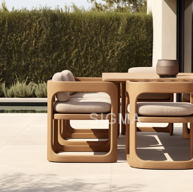 Newest Design Luxury Outdoor Patio Furniture Solid Wood Teak Chairs Teak Dining Armless Chairs