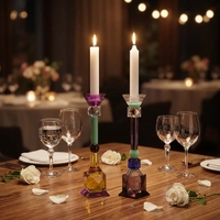 Porte-bougie en cristal Hitop, transparent, rose, marron, noir, style moderne, pour mariage, décoration de table, centre de table, logo personnalisé