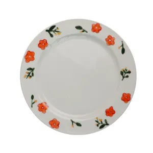 Ручная роспись оранжевого цветка под глазурью, столовая тарелка, домашняя тарелка из свежих овощей, послеобеденный чай, фруктовая тарелка