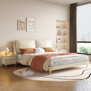 Yisi Italien Crème Style Doux <span class=keywords><strong>Dossier</strong></span> Puff Lit King Lit Haut de Gamme <span class=keywords><strong>Suspendu</strong></span> En Cuir Art Lit - Product Image 3