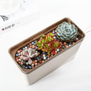 Maceta de plástico para decoración interior de oficina, Rectangular, redonda, verde, <span class=keywords><strong>autorriego</strong></span> - Product Image 4