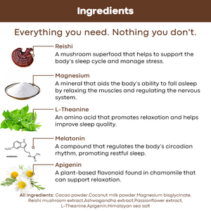 Nhãn tùy chỉnh hỗ trợ giấc ngủ magiê uống L-theanine Apigenin ca cao nóng Bột ngủ - Product Image 5