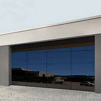 Puerta de Garaje Automática Moderna, Impermeable, con Marco de Aleación de Aluminio Industrial Personalizado y Vidrio Esmerilado, 5 Años de Garantía, para Villas y Almacenes