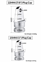 Embout à œil en acier inoxydable 316 pour bimini top, raccord de capuchon coulissant pour tube de bâche marine, connecteur d'extrémité de tube de bâche de yacht