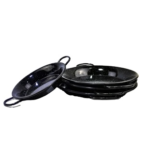 Sartén antiadherente de acero al carbono, sartén antiadherente de Color negro con dos asas, paellera esmaltada - Product Image 4