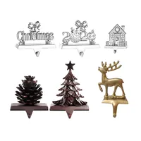 Kingtop suporte de letras personalizado, suporte de liga de zinco para decoração de natal, prata 3d de rena, árvore e natal com gancho
