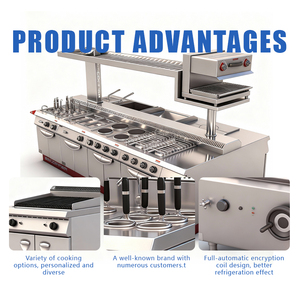 CFT Suite de cuisine professionnelle 5-en-1 : Cuisinière électrique + Cuiseur à nouilles + <span class=keywords><strong>Plaque</strong></span> de <span class=keywords><strong>cuisson</strong></span> + <span class=keywords><strong>Four</strong></span> à salamandre + Armoire chauffante en acier inoxydable automatique - Product Image 1