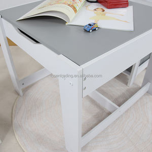 Ensemble table et deux chaises modernes pour enfants avec bac de rangement, bureau d'activités en bois pour enfants - Gris - Product Image 4