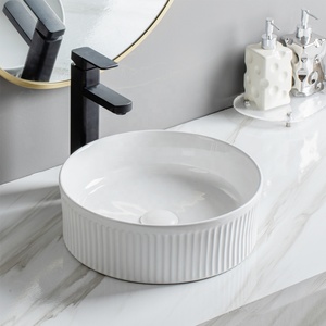 Lavabo ovale en céramique coloré Lavabo évier Style traditionnel <span class=keywords><strong>noir</strong></span> mat Art comptoir glaçure meubles de salle de bain - Product Image 2