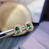 Boucles d'oreilles plaquées or à la mode pour femmes Design classique en saphir naturel pour la manufacture de fiançailles CMA