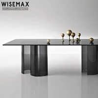 WISEMAX FURNITURE Meubles modernes de luxe uniques, table à manger rectangulaire en verre trempé transparent pour 6 personnes