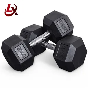 Personalizável Ginásio Fitness 5 10 25 50kg Borracha Ferro Fundido Halteres Hexagonais