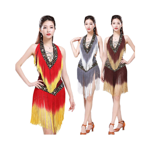 Lady's Sexy Modern Jazz Ballroom Flamenco Dress Leopard Print Latin Dance Vestidos - Product Image 4