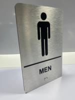 Segnaletica Tattile per Bagni in Alluminio Spazzolato Conforme ADA Grado 2, Segnali Braille per Uffici, Hotel e Bagni Pubblici