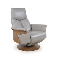 Fauteuil inclinable électrique pivotant en cuir avec base en bois, canapé individuel pour salon, bureau, mobilier de maison