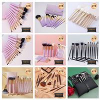 Ensemble de pinceaux de maquillage professionnels de luxe, vegan, de haute qualité, en gros, avec étiquette privée personnalisée, pour le visage, 15 pièces par ensemble