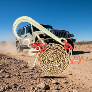 G80 Tow Chain 5/16 X 6 Ft With <b>J</b> <b>Hook</b> And Grab <b>Hooks</b> For Vehicle Recovery - Product Image 2