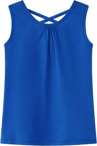 Camisetas sin Mangas de Alta Calidad para Niñas, con Espalda Cruzada, de Algodón Jersey Suave, para Uso Diario, Diseño Multicolor - Product Image 2