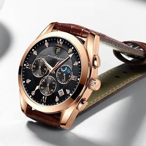 Reloj de Lujo para Hombre Drioshipping con Tres Esferas Pequeñas, Correa de Cuero PU Impermeable, Banda de Acero Inoxidable, Reloj de Pulsera de Cuarzo con Caja de Aleación - Product Image 3