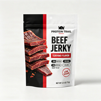 Kantong Plastik Doypack Berjendela, Custom Print, Food Grade, untuk Kemasan Daging Sapi Kering