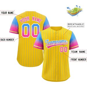 Camiseta de béisbol personalizada, unisex, para adultos, con rayas amarillas, sublimada, transpirable, ropa deportiva, nombre del equipo 00 - Product Image 2