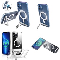Aksesoris Ponsel Casing Kristal Bening untuk iPhone 17 Air 16 15 Pro Max 14 Plus 13 12 11 Casing Magnetik dengan Penyangga