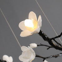 Art Creative Branche Fleur Lampe Hôtel Restaurant Villa Salon Lampe Cuivre Led Moderne Plafond De Luxe Noir Lustres