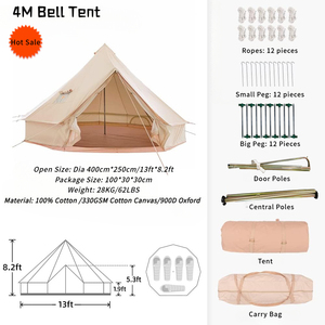 Tente de glamping de luxe en forme de yurt pour 4 à 6 personnes, 4 m, 330 g/m², résistante à l'eau, pour le camping en famille, la chasse, les fêtes ou les événements - Product Image 2