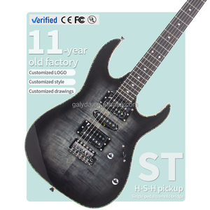 Guitare électrique GALYDA ST 39 pouces, corps en placage d'érable rayé, dos et côtés en acajou, touche en palissandre, micros H-S-H, finition polie - Product Image 3