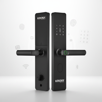 Serrure Électrique Intelligente KROVI G09 en Acier Noir avec Carte Mémoire pour Déverrouillage par Mot de Passe, Contrôle via Application Tuya/TTLOCK pour Porte de Classe C