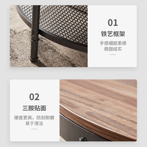 Mesa de centro de estilo americano para sala de estar, mesa de sofá creativa de lujo ligero para apartamento pequeño, mesa baja de hierro forjado, mesa de centro redonda - Product Image 4