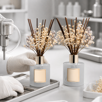 Ensemble diffuseur à roseaux en verre double paroi de 200 ml avec décorations de fleurs séchées