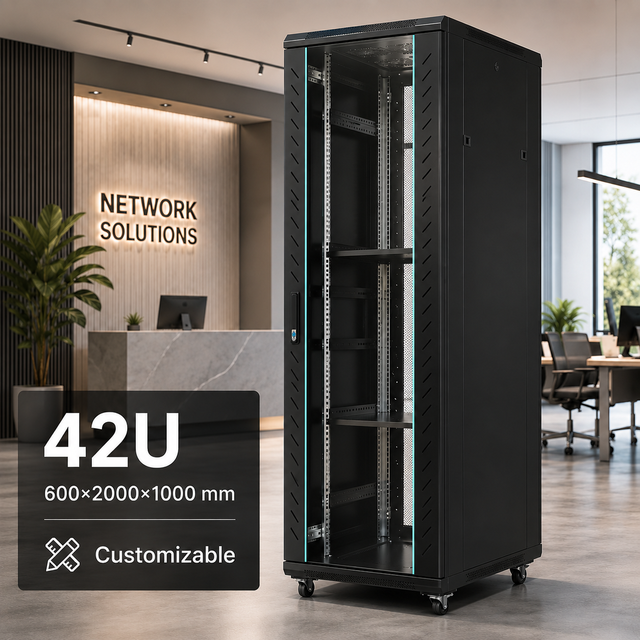 Industrial Grade 42U 600x2000x1000mm Network Rack Cabinet with Deep Space and Power Management for Data Center