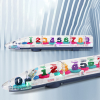 LONGXI train d'engrenages de voiture électrique avec lumière LED 4D et musique 360 degrés auto transparent nombre whirligig gear ferroviaire jouets