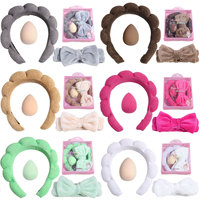 Bandeaux en éponge à bulles en tissu éponge avec logo personnalisé, couleur unie, doux, pour le spa, pour femmes, maquillage, soins de la peau
