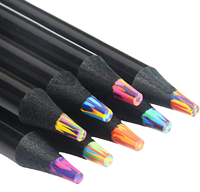 Crayons de couleur en bois noir SHENGYADA KS0712 en gros, impression UV, logo personnalisé pour le dessin artistique, fournitures scolaires pour enfants