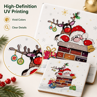 Vente flash : Sous-verres en céramique personnalisés avec impression UV, motifs de Noël, pour protéger la table