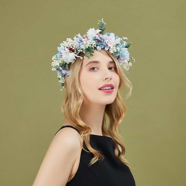 Цветочные аксессуары для волос, свадебная повязка на голову с ореолом, деревенская Цветочная корона для подружки невесты в стиле бохо, Цветочная корона для волос