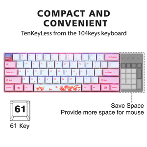 Bàn Phím Cơ Chơi Game Tecladosp 60% PC Bàn Phím Nữ 61 Phím Có Đèn Nền RGB Màu Hồng Trắng Đen Không Dây <span class=keywords><strong>Usb</strong></span> 2.4Ghz - Product Image 3