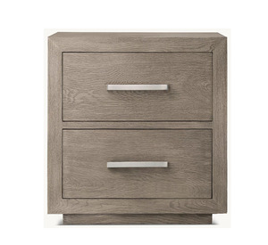 Living Room Solid Wood 2-Drawer Gray Oak Modern <b>Cabinet</b> with Cutout Handles for Bedroom and Home <b>Bar</b> - Product Image 4
