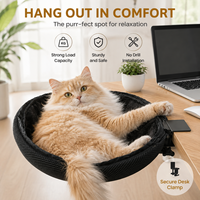 Lit de repos suspendu pour chat, à fixer sur bureau, réglable, avec cadre en acier, amovible, rembourré en coton lavable