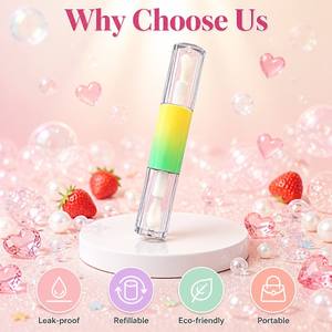 ISMAN 8ml Thick Double End <strong>Lip</strong> <strong>Gloss</strong> Tube Dual Wand Rainbow Color Pink Blue Gold Green Cream Plastic Cosmetic Wholesale Empty - Product Image 3