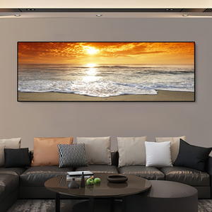 Quadro su Tela Lussuoso con Tramonto Costiero, Stampa a Trasferimento Termico su Base in Carta con Cornice in Lega di Alluminio, Decorazione per la Casa - Product Image 5
