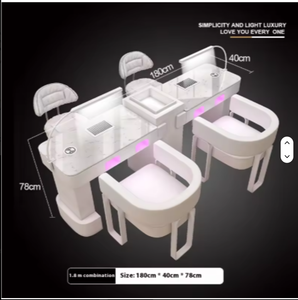 Ensemble table et chaise de manucure de luxe 2026, blanc, pour salon de beauté moderne, avec lumières - Product Image 6