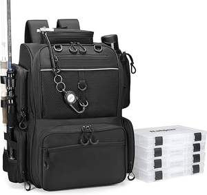 Échantillon gratuit Sac à outils de pêche, tissu en nylon 1000D avec dos en PVC, résistant à l'eau, plusieurs poches de rangement - Product Image 1